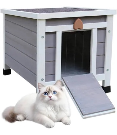 rockever outdoor cat house,outdoor cat houses for feral cats weatherproof rabbit hutch small, wooden small pet house and habitats