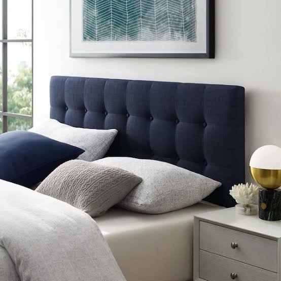 queen lily upholstered fabric headboard navy - modway