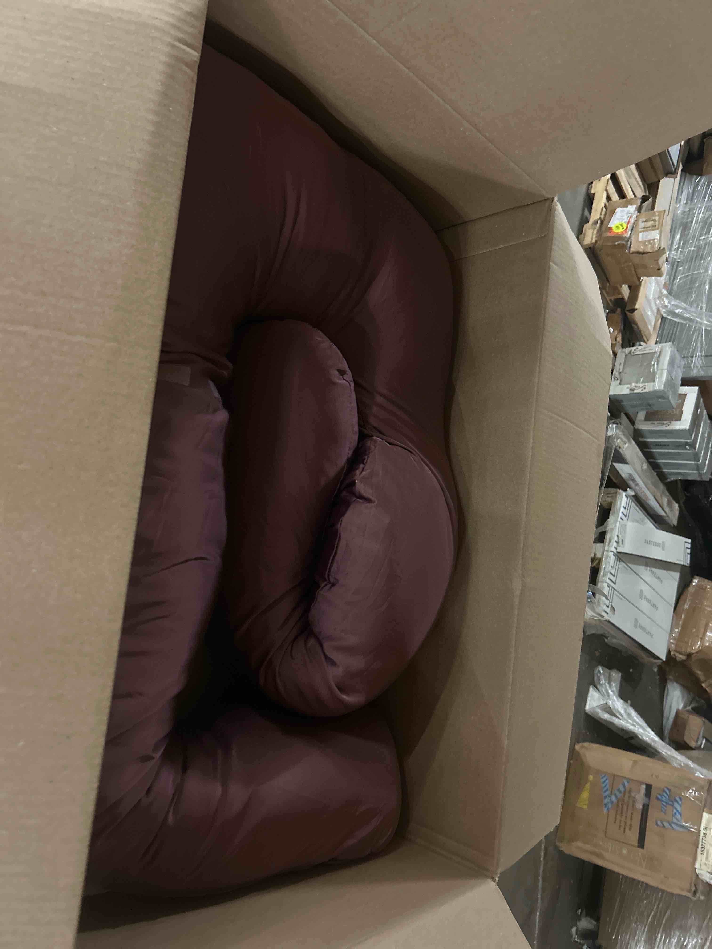 Condition photo showing New/Like New for moon park pregnancy pillows for sleeping - u shaped full body maternity pillow with removable cover - support for back, legs, belly, hips - 65 inch - burgundy - cooling cover