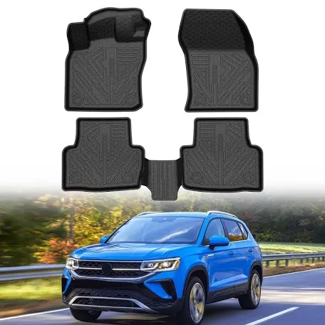 mixsuper liner floor mats for volkswagen taos 2022-2026 all weather floor liners for vw taos accessories durable 1st & 2nd set black