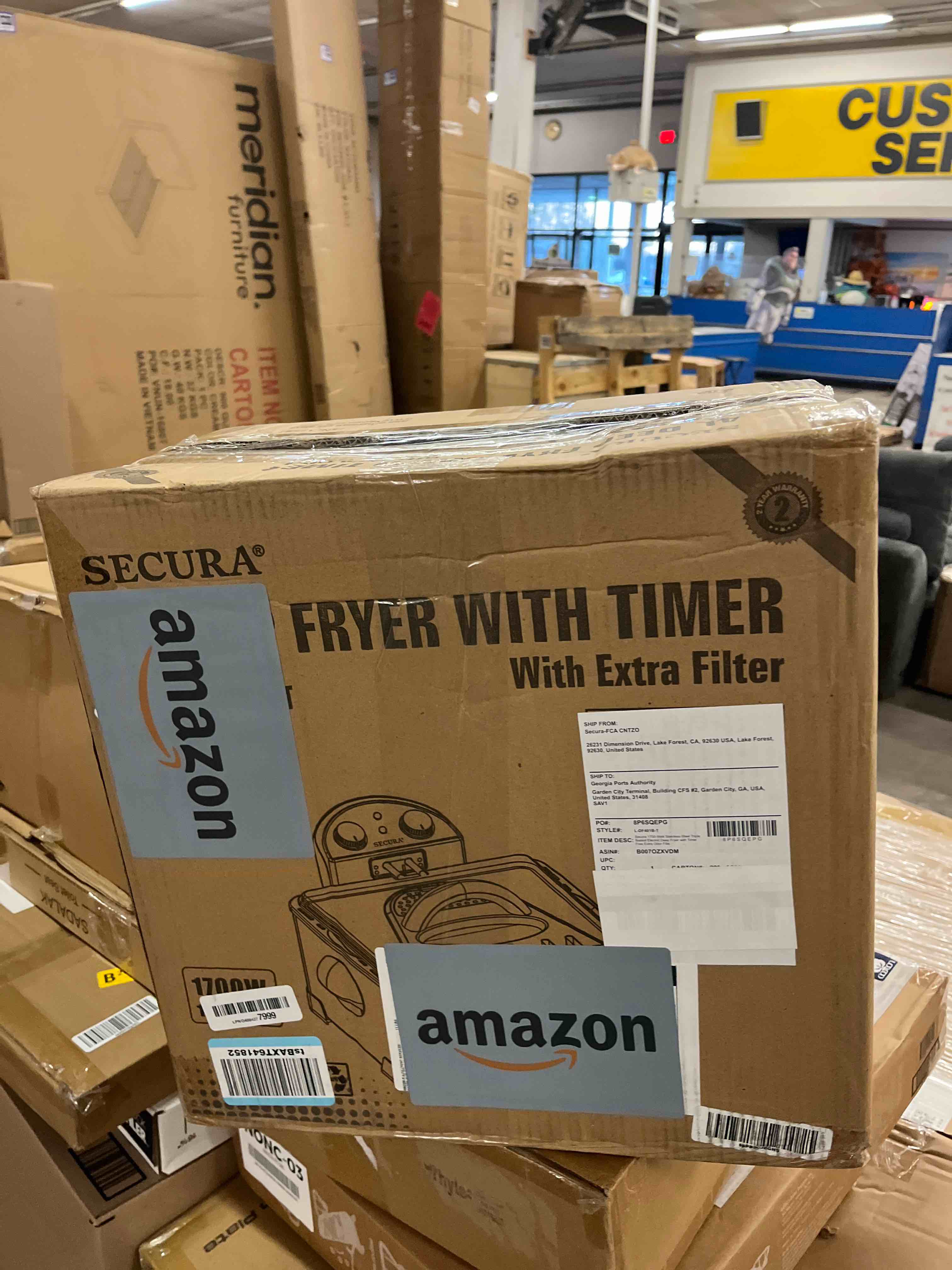 Condition photo showing New/Like New for secura 4 liters / 17-cup stainless-steel 1700-watt electric deep fryer with timer free extra odor filter, triple basket, 4.5 quarts, silver