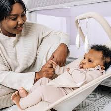 baby delight organic alpine deluxe portable bouncer - oat