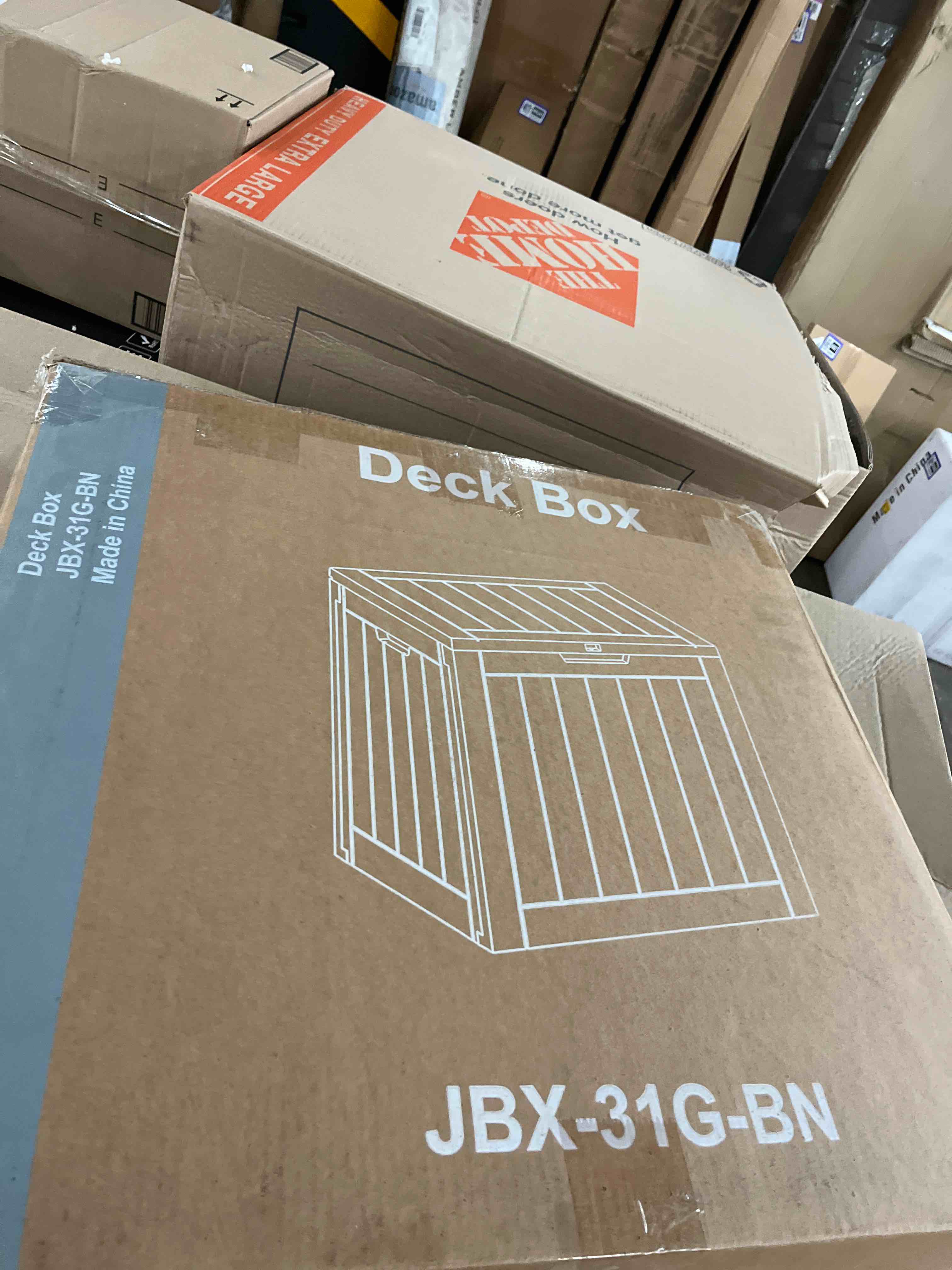 Condition photo showing New/Like New for yitahome 31 gallon outdoor storage deck box, waterproof resin package delivery and storage box with lockable lid for patio furniture cushions, pool accessories, garden tools, black