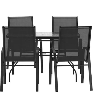 Condition photo showing New/Like New for mainstays albany lane 5-piece dining set  black  outdoor living