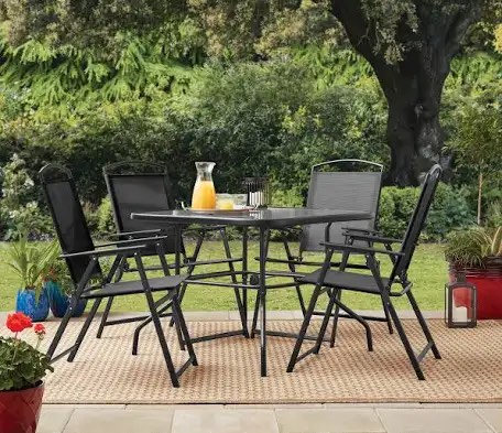 mainstays albany lane 5-piece dining set black outdoor living