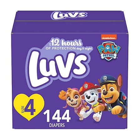 luvs diapers - size 4, 144 count, paw patrol disposable baby diapers