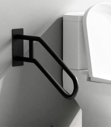 Sidasu 1pcs U-Shaped Wall Mount Handrail Iron Outdoor Grab Bar Black Hand railings for 1 to 3 Steps Stairs(Dia 1" Iron Pipe,17.71''Length,16.53''Height)