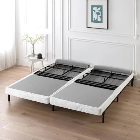 ZINUS 9 Inch Box Spring with Cover, No Assembly Mattress Foundation, Sturdy Metal Structure, Split Queen, White