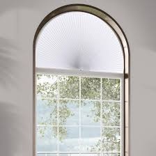 OUDUCK Arch Window Shades Light Filtering Half Circle Cellular Shades, Pleated Blinds Half Moon Window Shades for Semi Circle Windows, Easy Cut and Install, (Radius: 36", Grey & White)