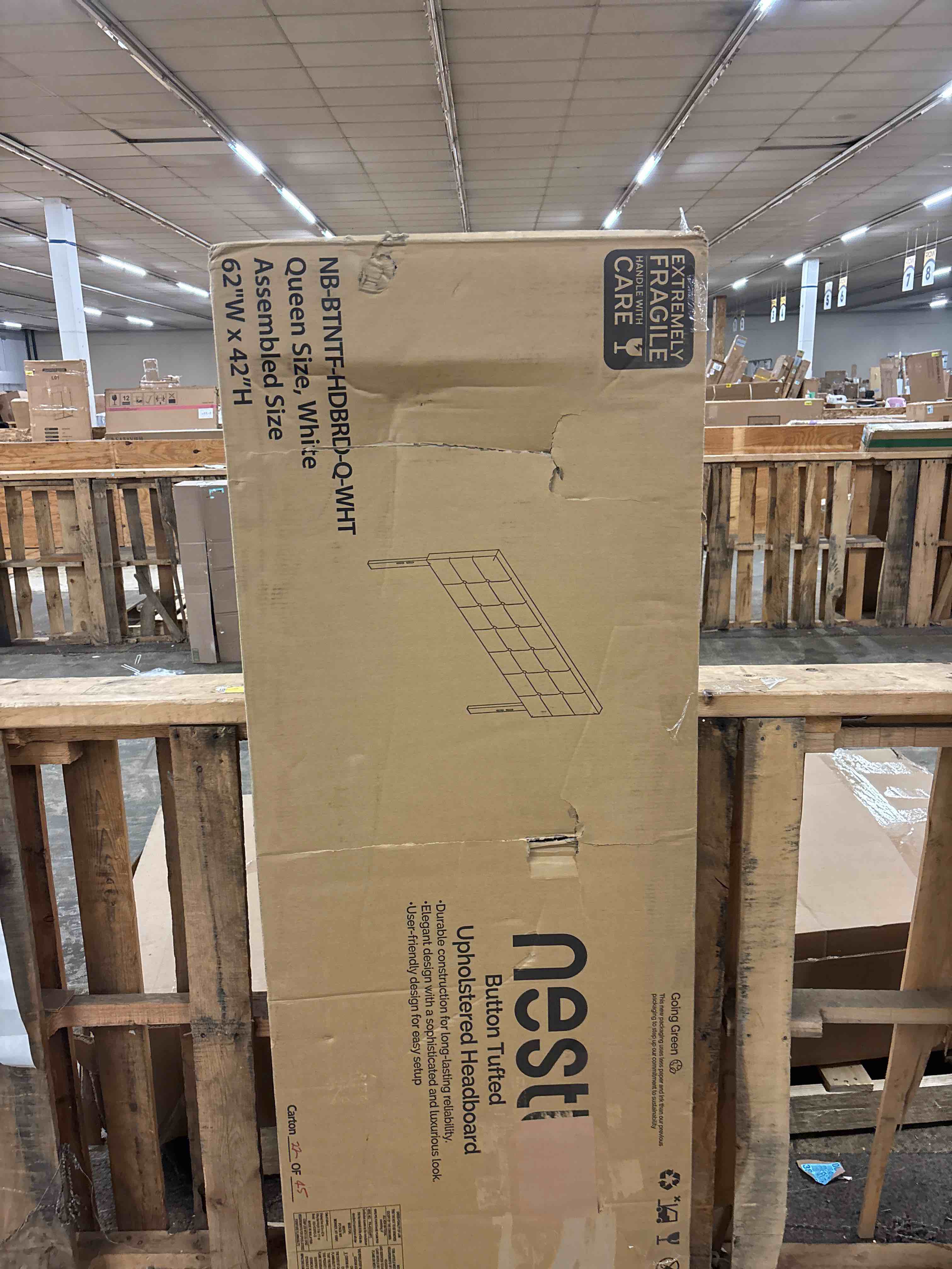 Condition photo showing New/Like New for Nest Queen Button Tufted Upholstered Adjustable Headboard