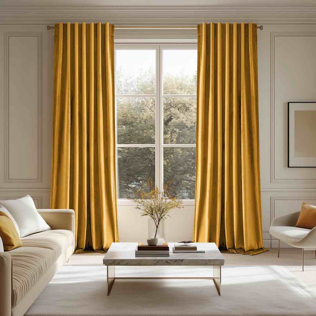 Ike Velvet 100% Blackout Curtains , Back Tab Hooks Drapes,Room Darking Thermal Insulated Drapes