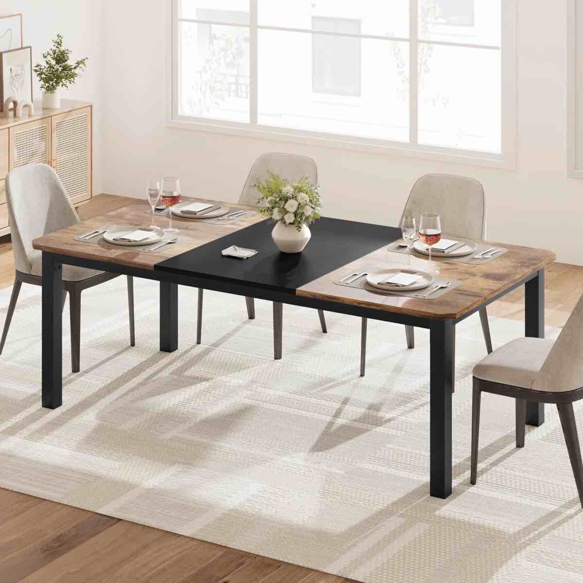 Rozia Dining Table For 6~8 People, 78.7" Long Kitchen Table