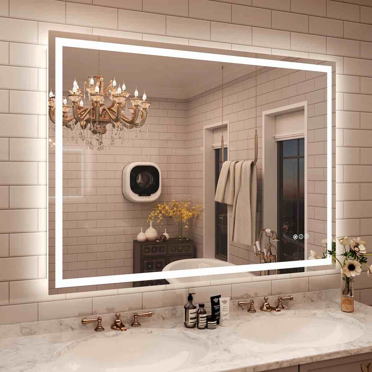 Molly, Frameless, 60x36 LED Front Light and Back Lit three Color Dimmable Anti-Fog Mirror