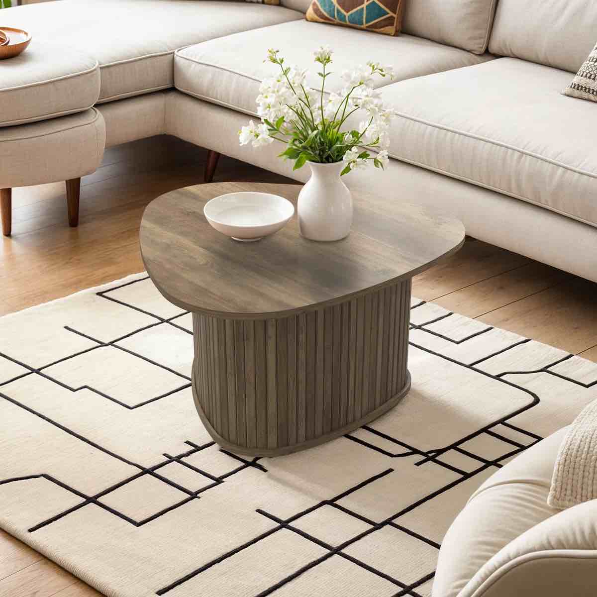 Aurel Modern Fluted Triangle Living Room Coffee Table