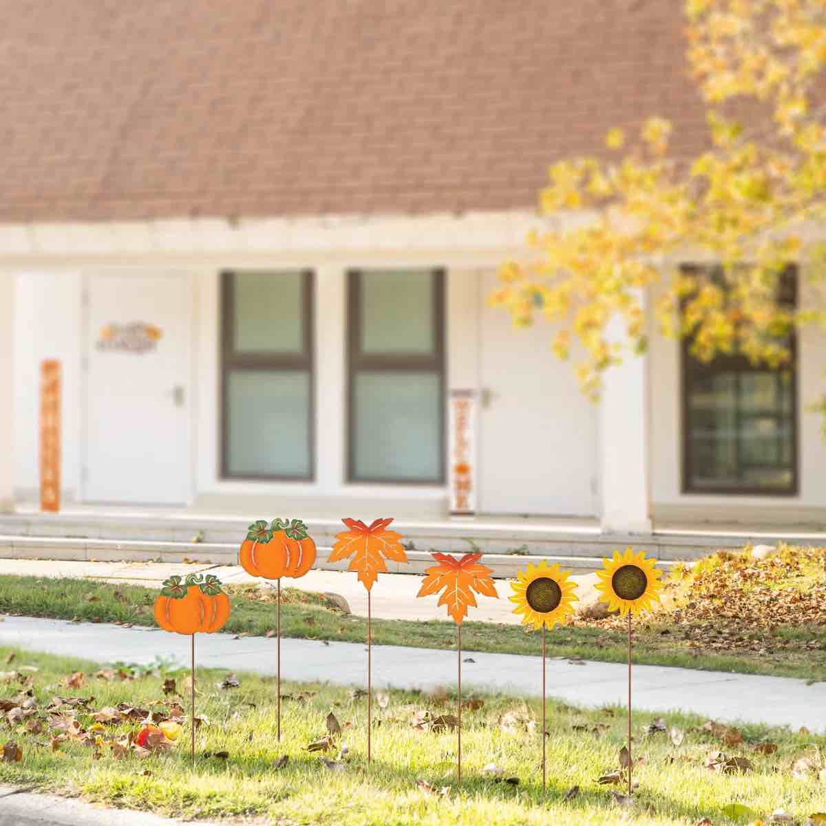 Pumpkin Leave & Sunflower Garden Stakes