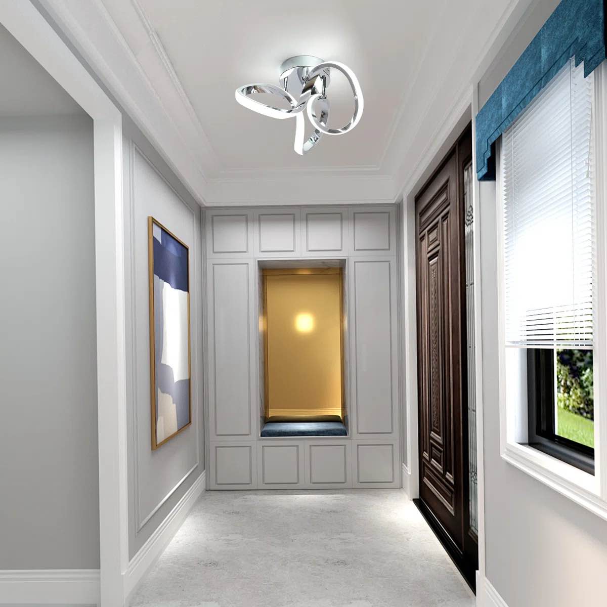 Janyia 1-Light 11.02'' Unique/Statement Geometric LED Semi Flush