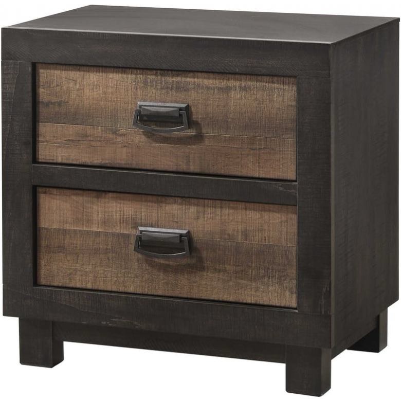Elements International Harlington 2 Drawers Nightstand in Rustic Gray HG100NS