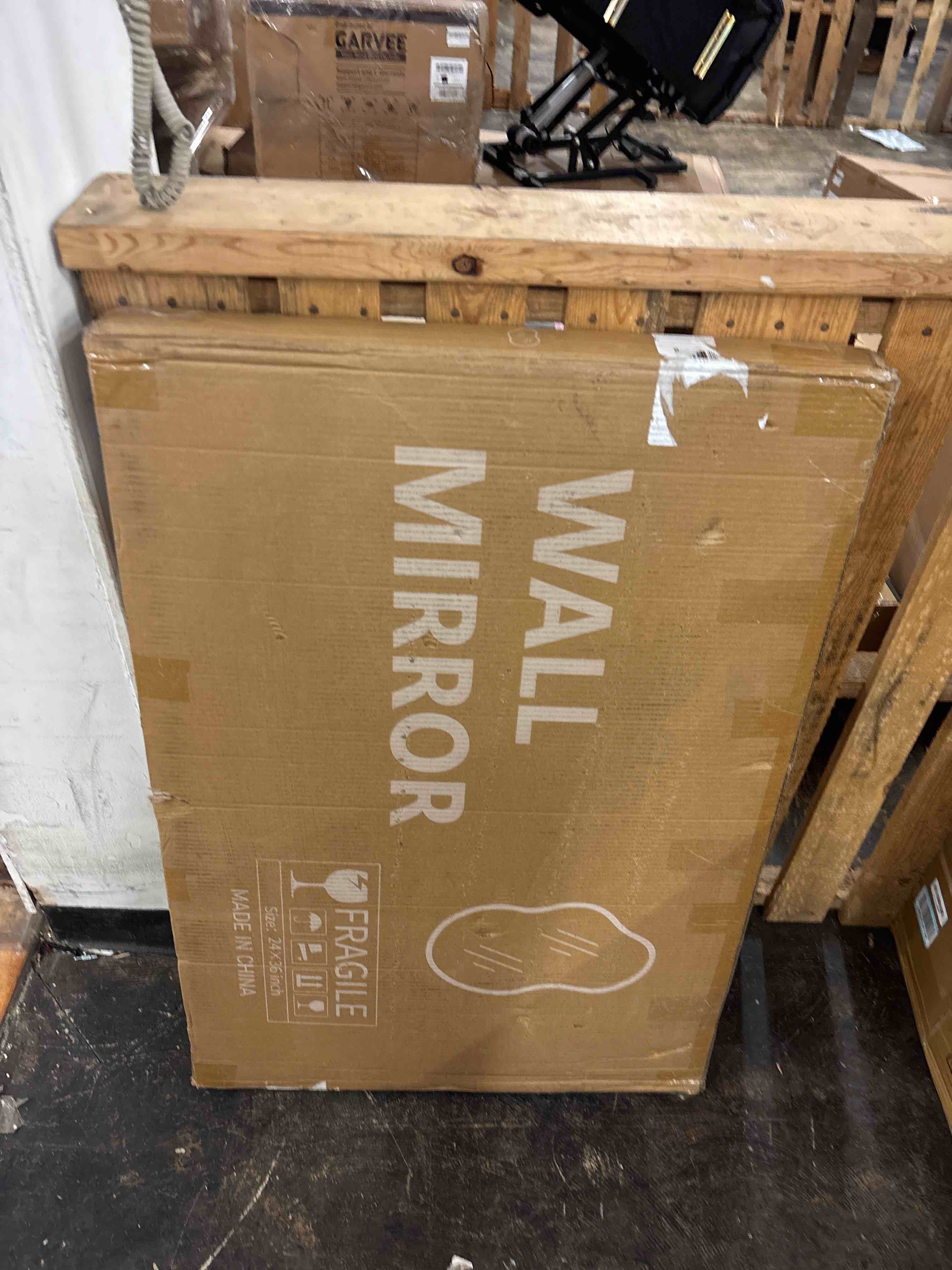 Condition photo showing New/Like New for Suidia Irregular Wall Mirror, 36"x24" Bathroom Mirror Asymmetrical Mirrors Artistic Mirrors Decorative for Living Room Bedroom Bathroom Hallway Entryway, Gold, Cloud Style