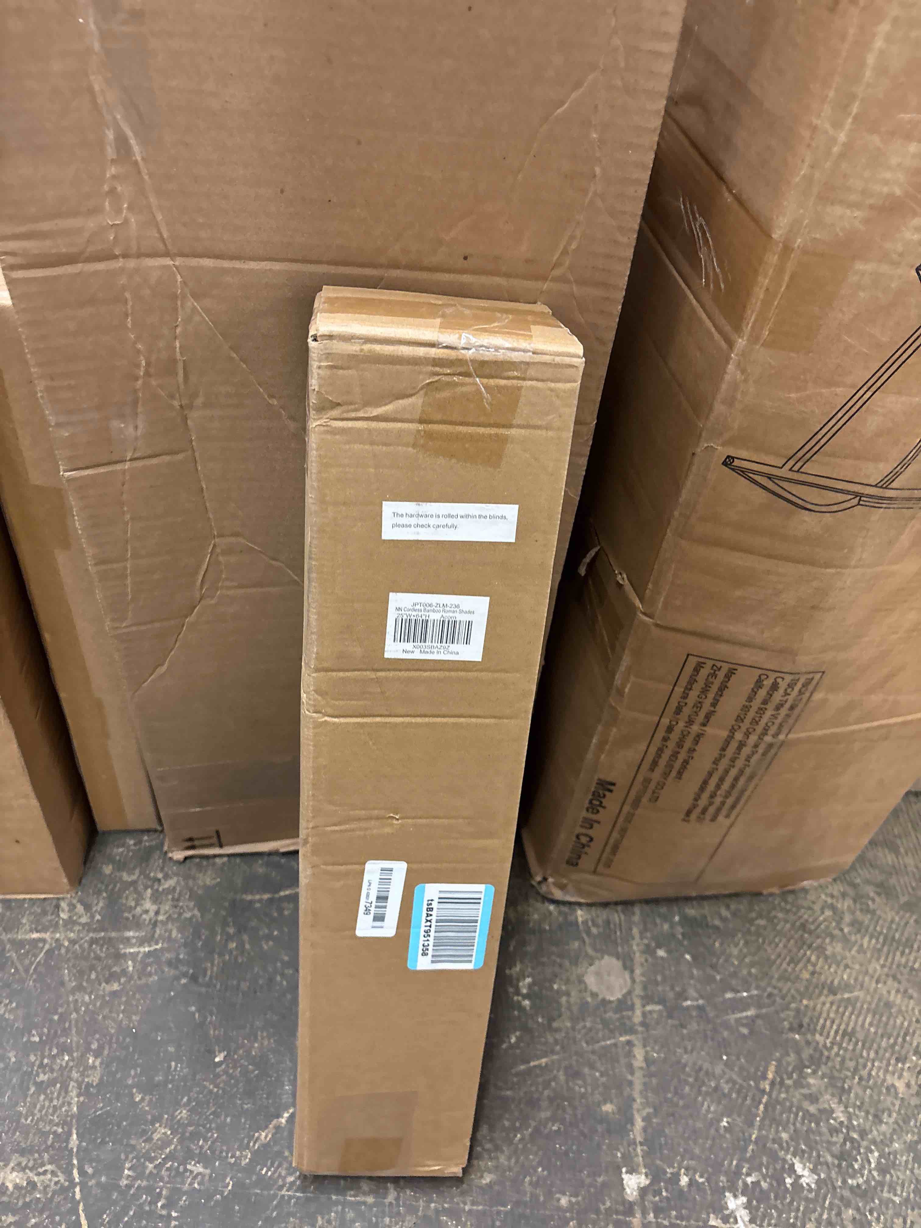 Condition photo showing New/Like New for LazBlinds No Tools No Drill Cordless Bamboo Roman Shades, Light Filtering Window Treatment, Roll Up Bamboo Blinds for Window 25'' W x 64'' H, Acorn Light Filtering-acorn 25" W x 64" H