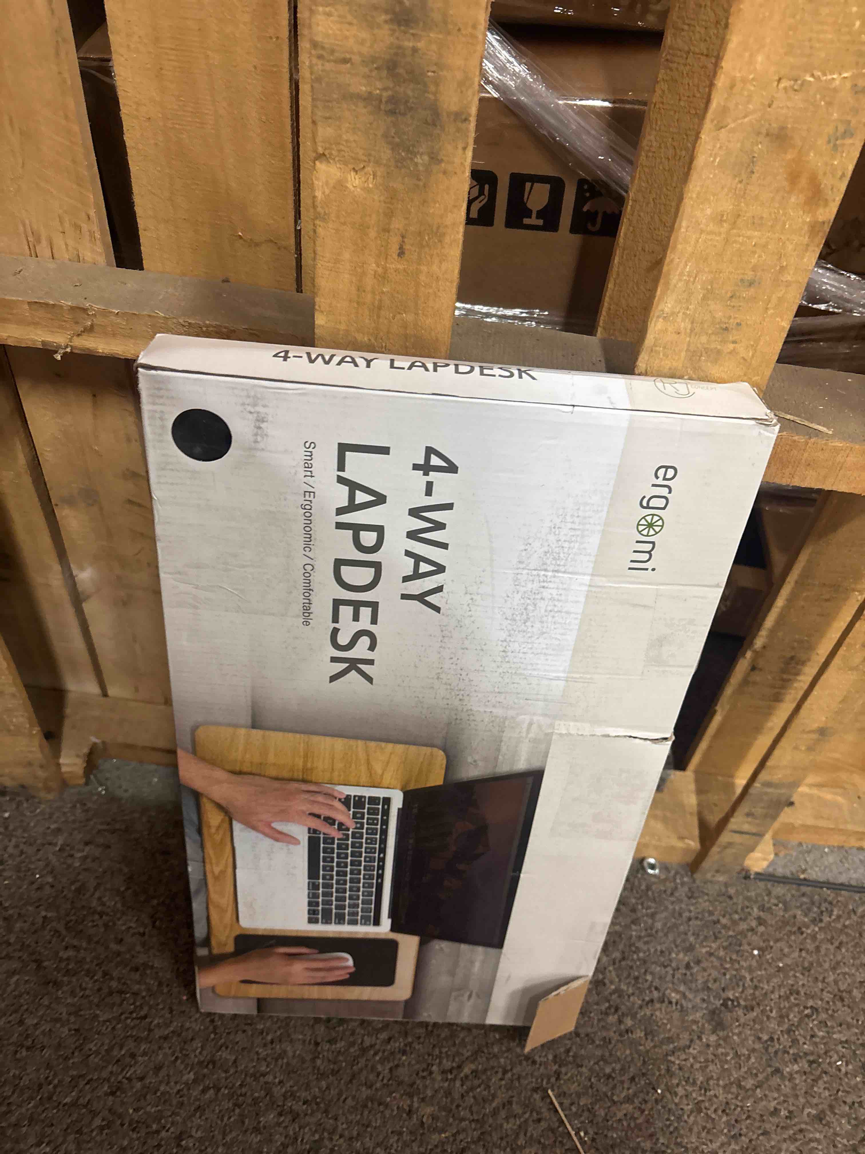 Condition photo showing New/Like New for Lap Desk with Soft Cushion and Wrist Rest – Portable Laptop Desk for Bed, Couch & Home Office, Removable Mouse Pad & Anti-Slip Strip for 17 inch Laptop (Large, Wood Pattern) Large-Wood Pattern