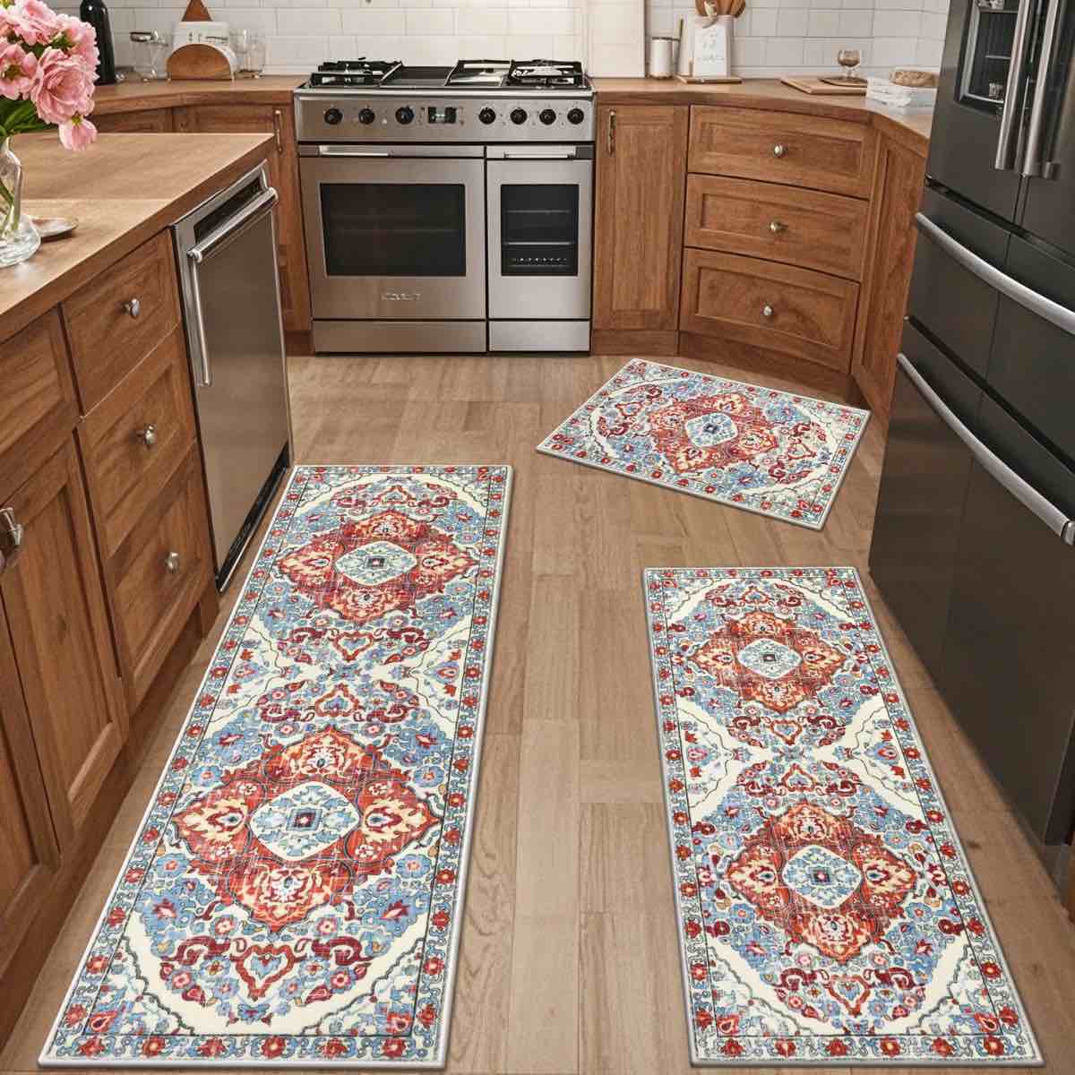 machine washable non-slip kitchen mat (set of 3) 