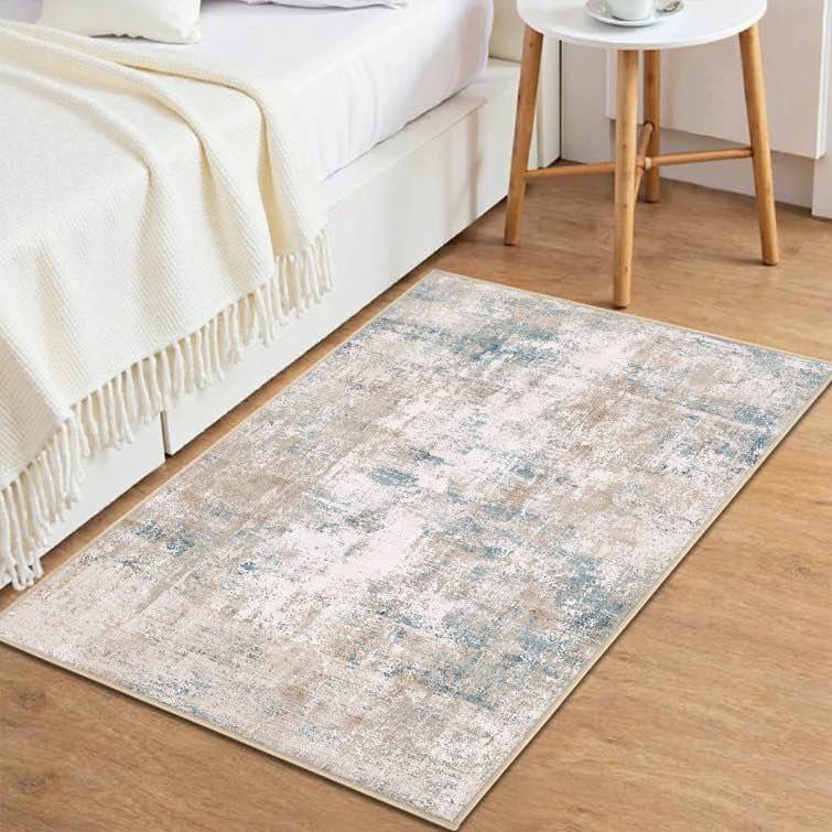 5 ft. x 7ft. elroy modern abstract machine washable area rug with non-slip rubber backing