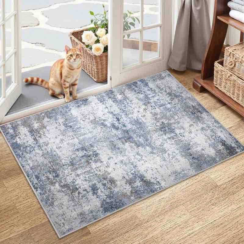 elroy modern abstract machine washable area rug with non-slip backing 2x3