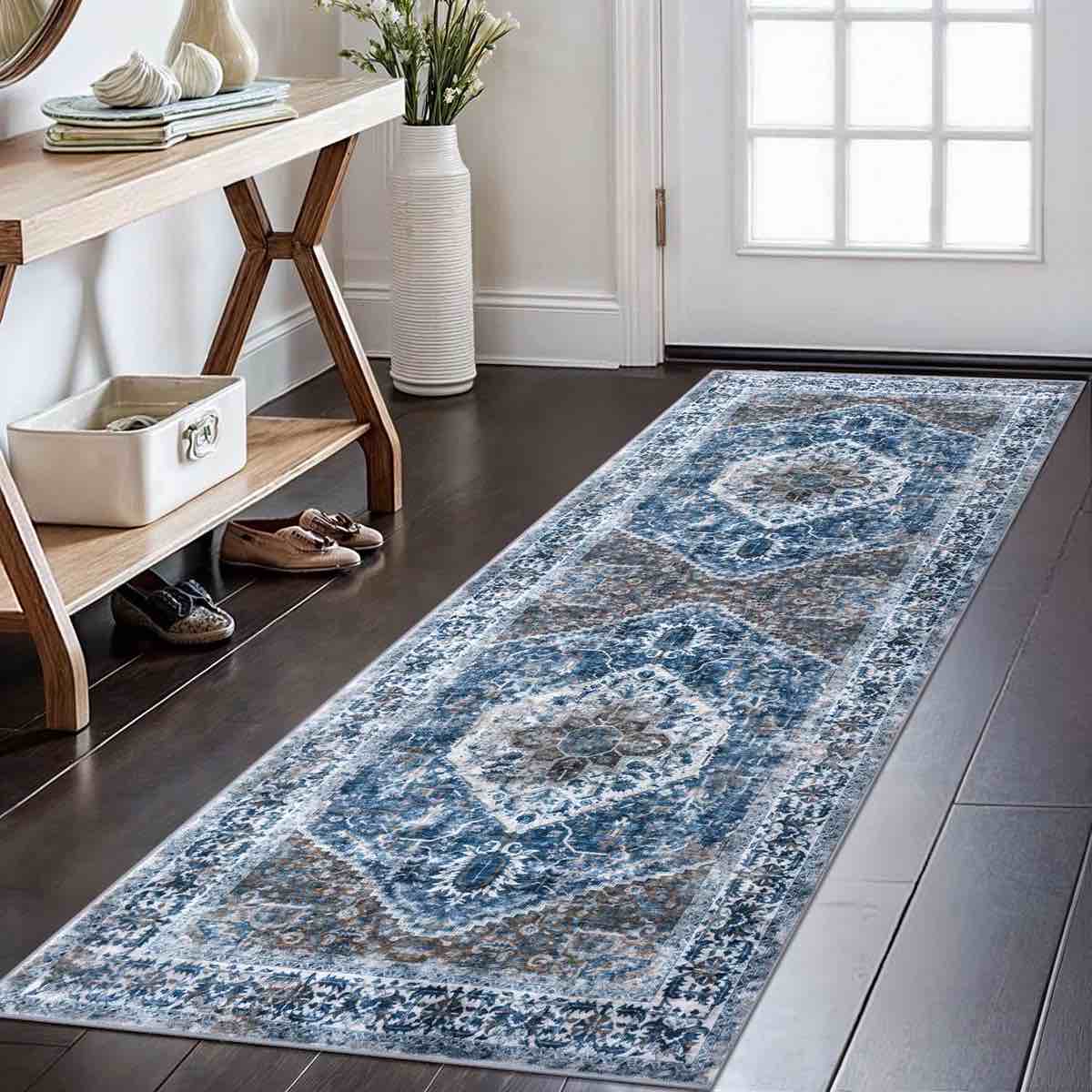 2ft. x 7ft. jodhveer area rug washable rug non-slip backing indoor rugs 