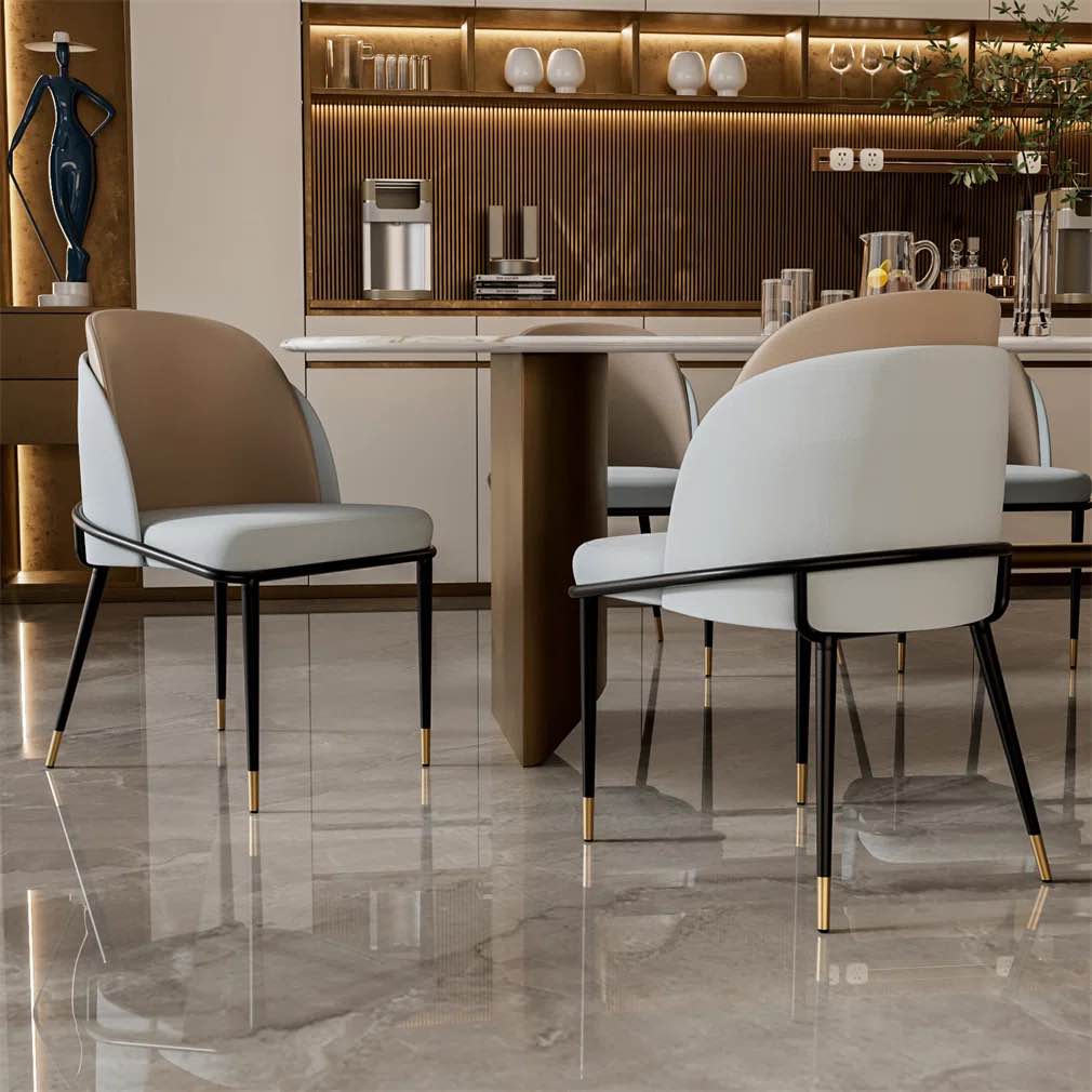 set of 2 kitchen melway upholstered thick leather side chairs 