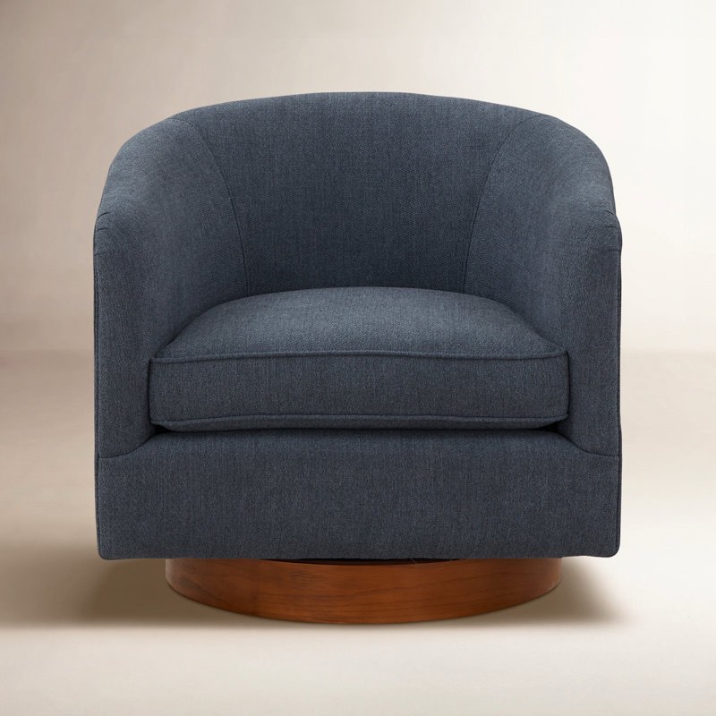 Arnardo Fabric Wood Base Swivel Chair 