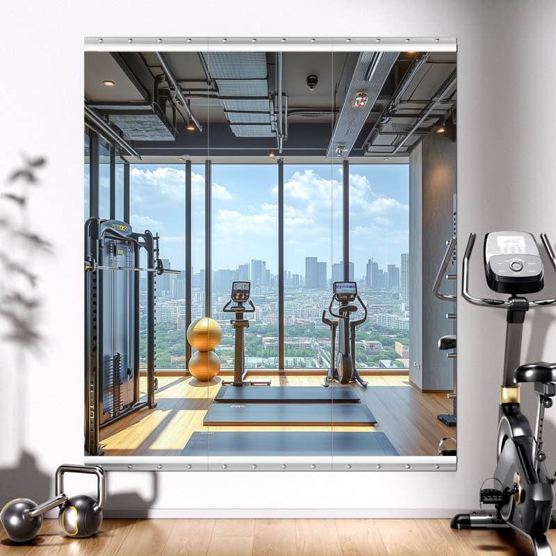 Ebern Designs Rectangle Full Length 3 Design Metal Wall Mirror Set Home Gym Mirror with Tempered Glasses 