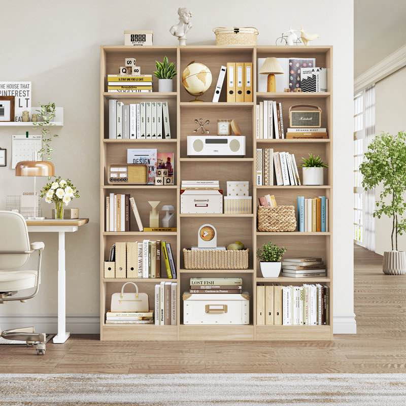 wakil 74"h x 59"w 6-tier large wood storage bookcase