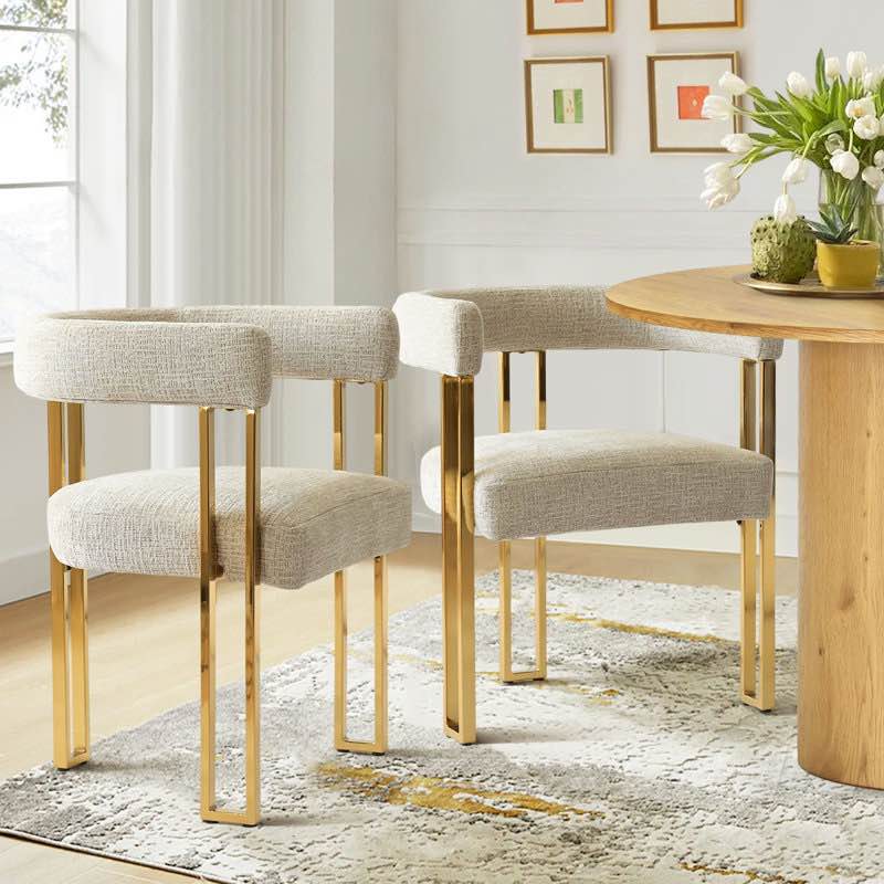 rienna 17" seat height chenille upholstered gold kitchen dining armchair (set of 2)