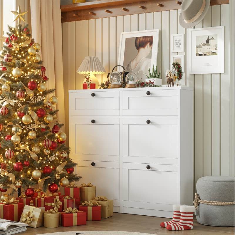 24 pair shoe storage cabinet with 2 drawers