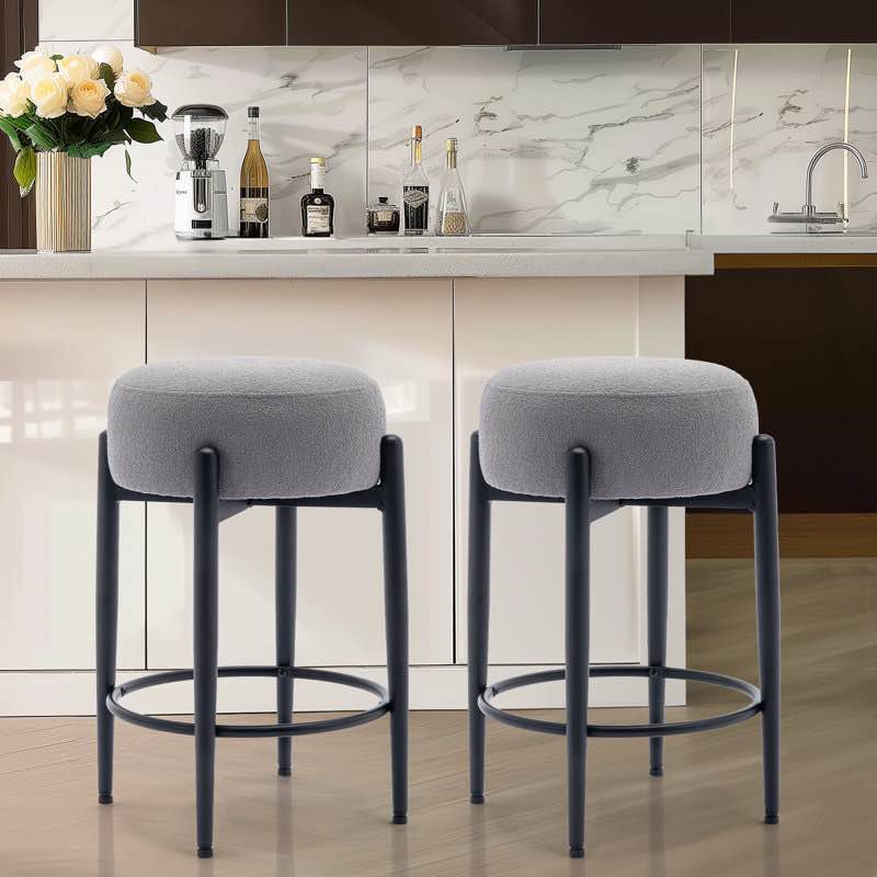 carie 24" sherpa upholstered counter stool - soft & stylish bar stool, multiple colors, modern kitchen & island seating (set of 2)