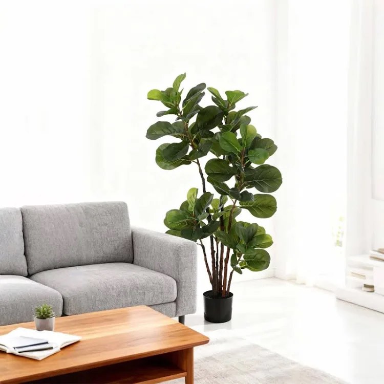 faux fiddle leaf fig tree, potted fake ficus lyrata plant with 72 decorative fiddle leaves