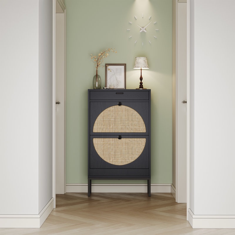 cerina boho natural rattan shoe storage cabinet