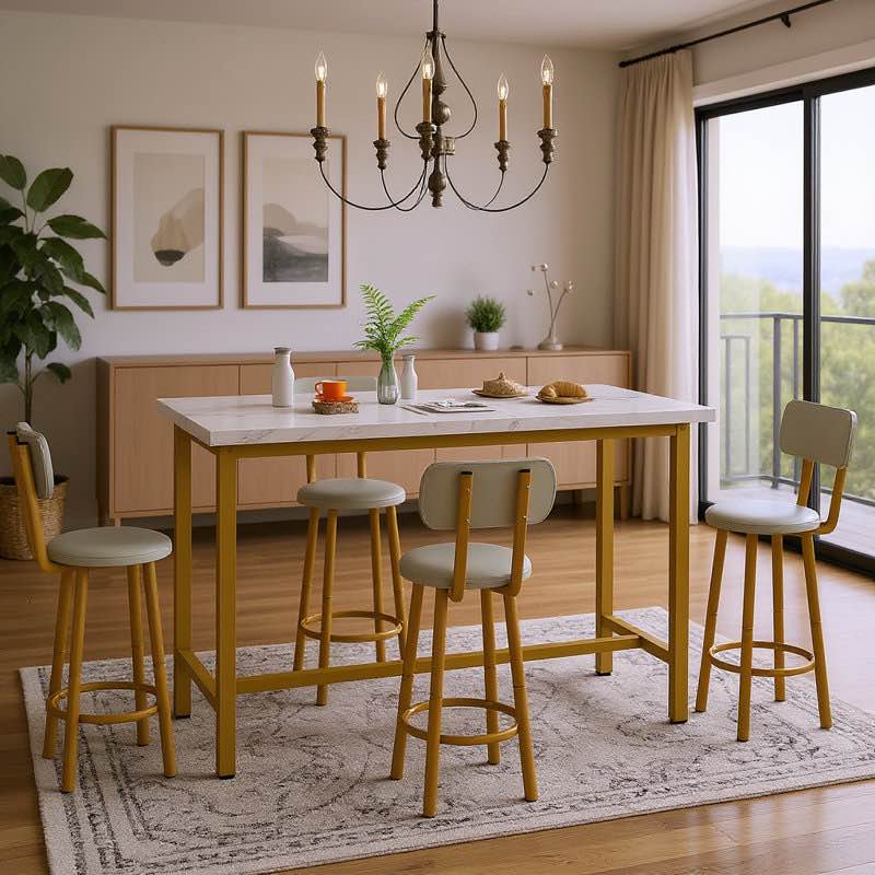 enchantyd 5 piece kitchen & dining room set with 4 stools