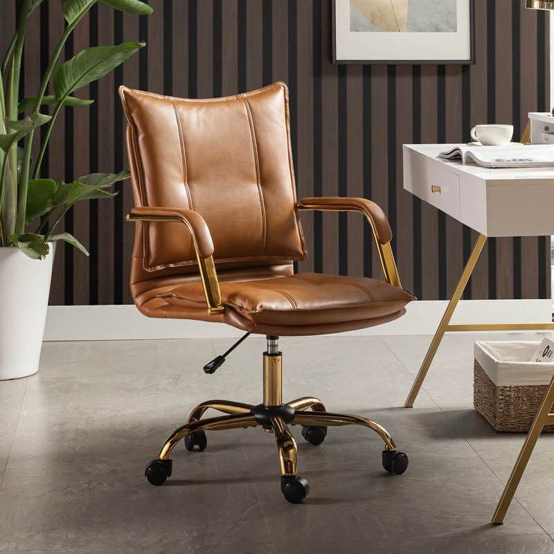 lundgren faux leather task chair with padded arms