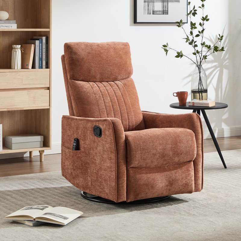 lila 26.37" w manual swivel rocker recliner, swivel chair with heated massage