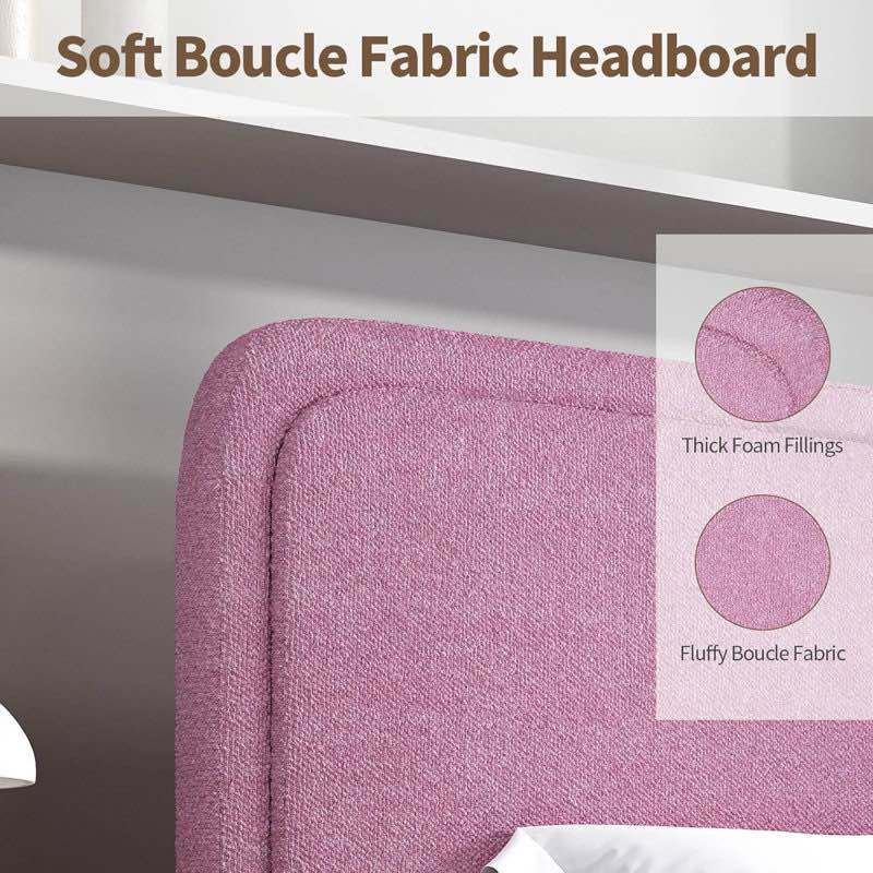 Condition photo showing New/Like New for BOUCLE upholstered bed frame with headboard