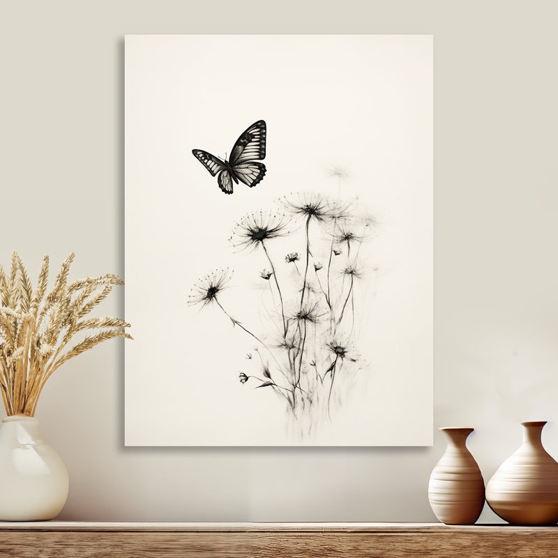 Condition photo showing New/Like New for Butterfly Petals Of Promise Minimal Monochrome - Butterfly Animal Wall Art Print