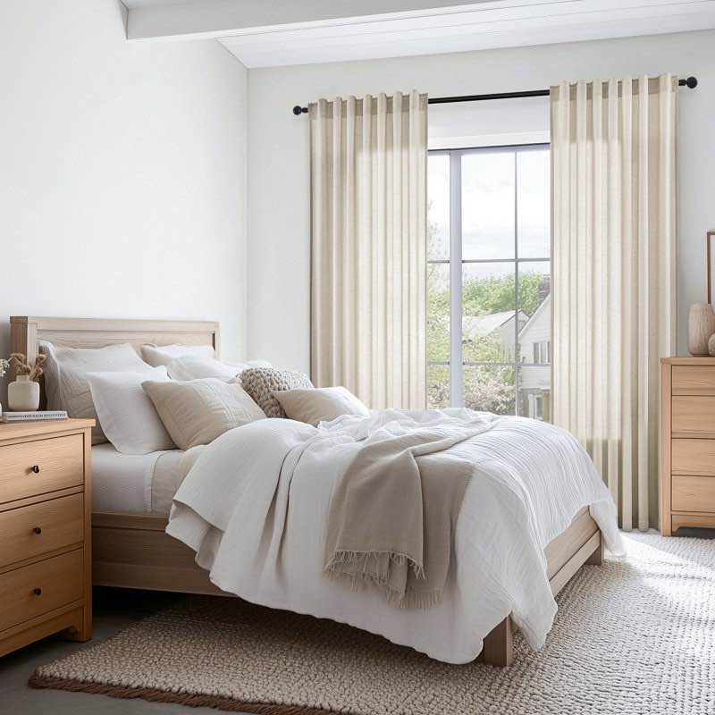 Condition photo showing New/Like New for Dennan Light-Filtering Curtain with Back Tab Hooks (Set of 2)
