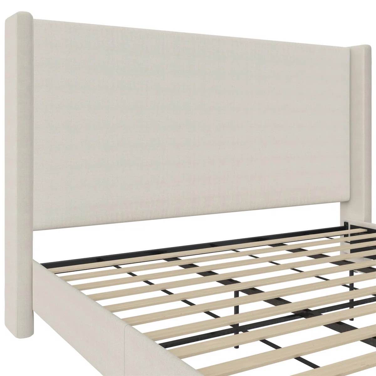 Condition photo showing New/Like New for Kelly Clarkson Homes King Size Upholstered Bed -Brushed Cloth Cream, White 