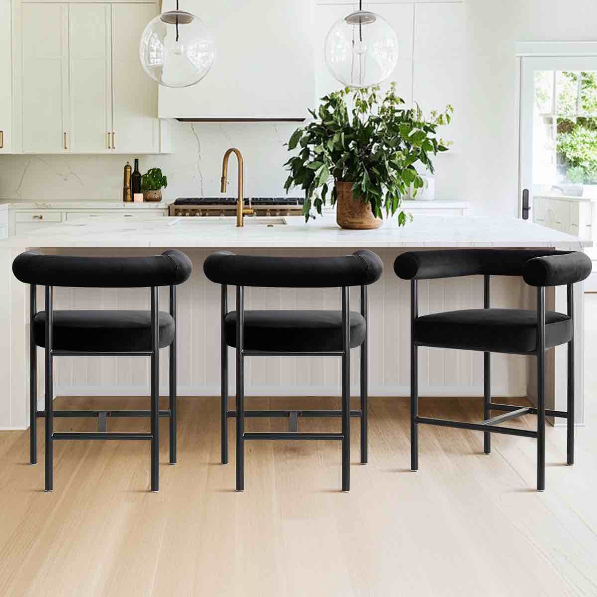 Condition photo showing New/Like New for New York 24" Velvet Counter Stool with Arms (1-Piece)