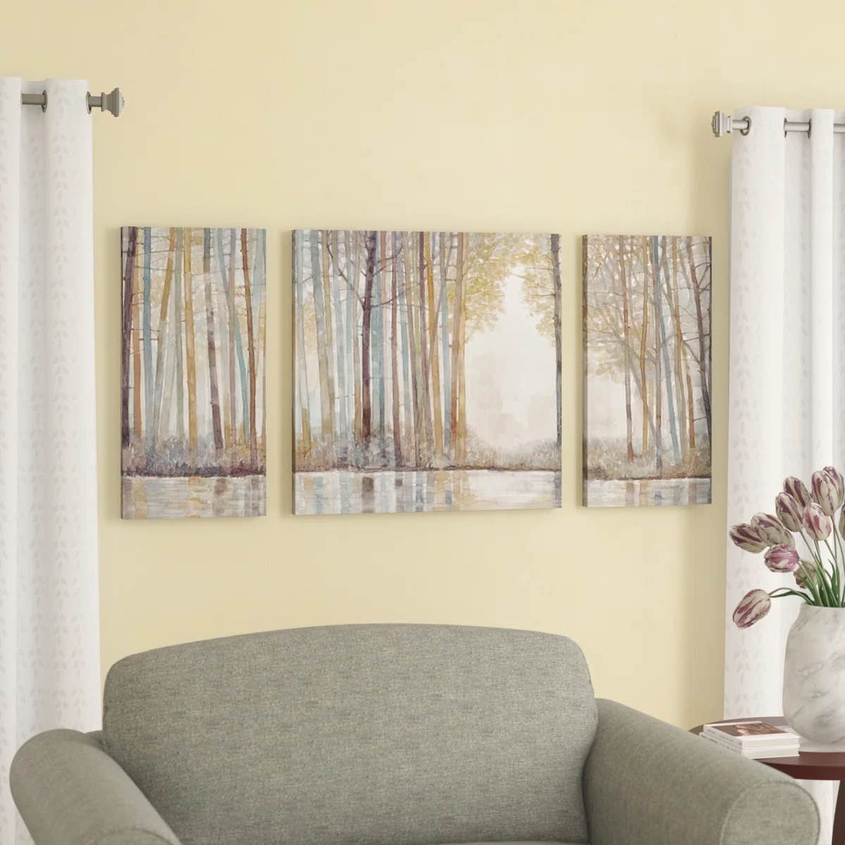 forest reflections triptych 3-piece canvas wall art set