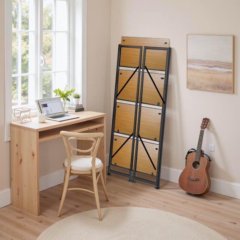 Condition photo showing New/Like New for 4-Tier Foldable Bookshelf With Metal Frame, No-Assembly Storage Shelves & Plant Display Rack For Home Office