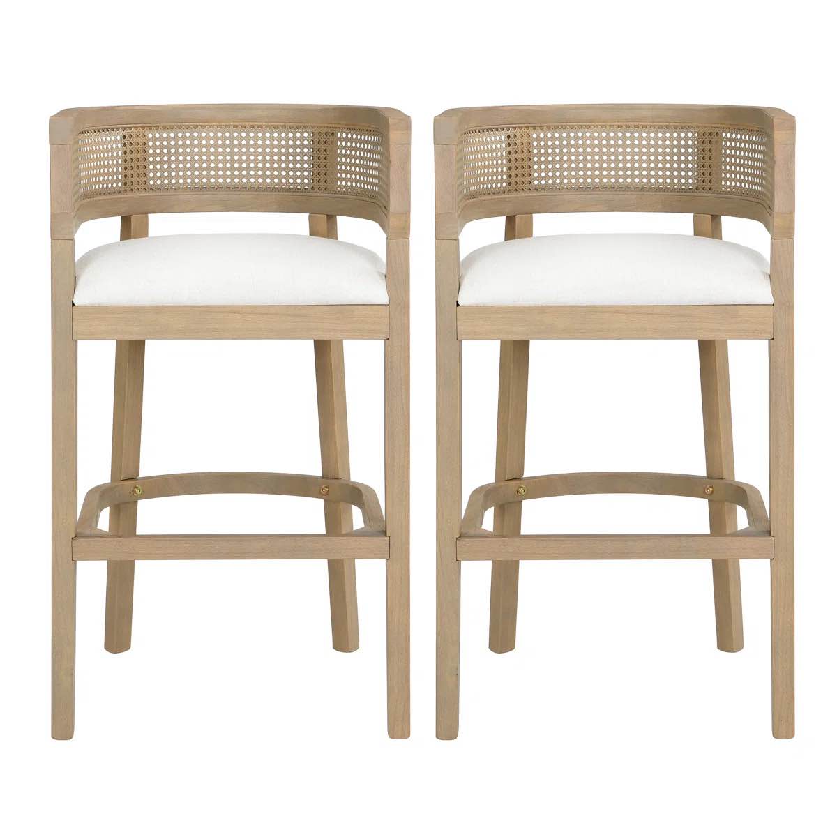 Condition photo showing New/Like New for Oech Rubberwood Upholstered Bar Stools (Set of 2)