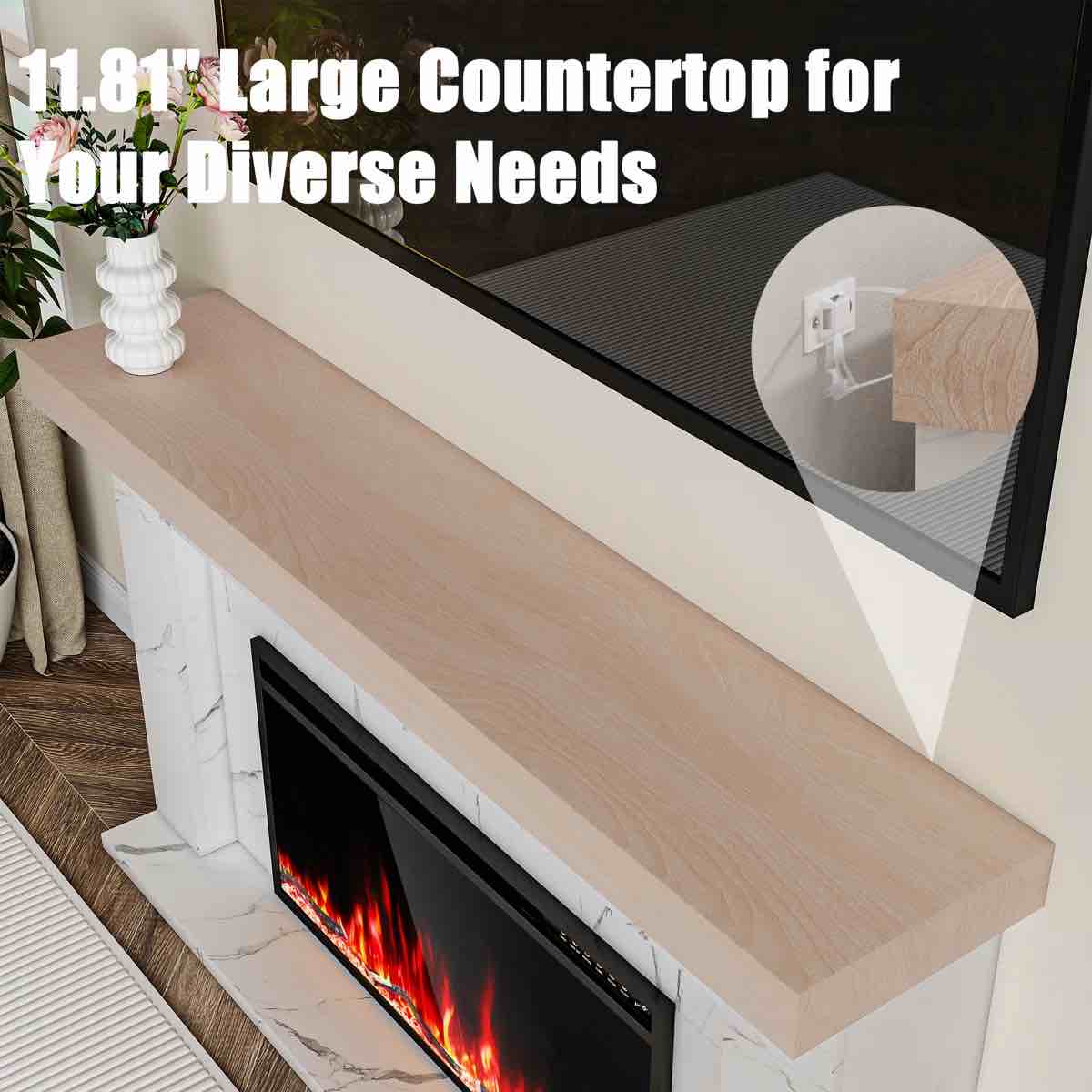 Condition photo showing Good Condition for Brayden Home Hanniel Simple Surround Electric Fireplace, Marble (36" Fireplace Insert Not Included, Replacement Options Available Online Starting at $149.99.)    