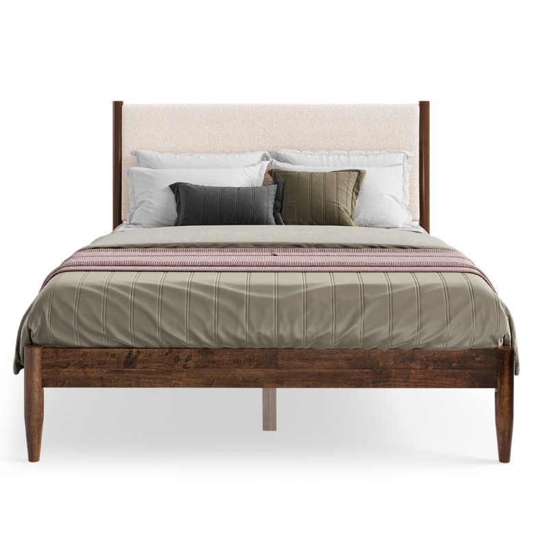 Condition photo showing New/Like New for Wade Logan Reign King Bed Walnut Cream Boucle